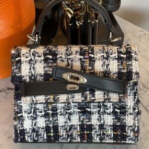 Madden Stylish Tweed Satchel with Black Handle